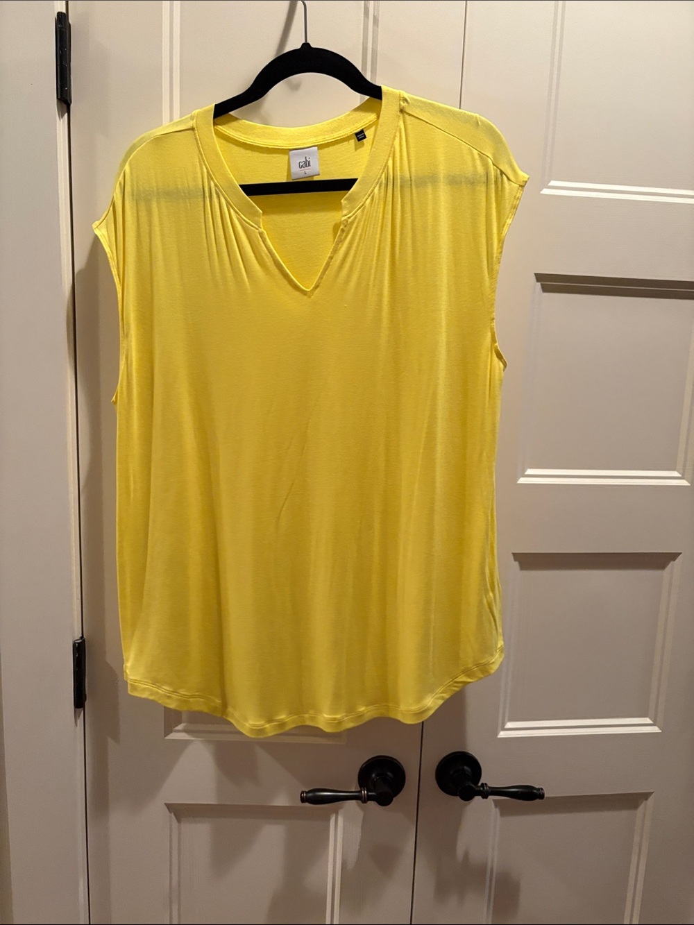 CAbi Bright Yellow Notch V-Neck Sleeveless Tank